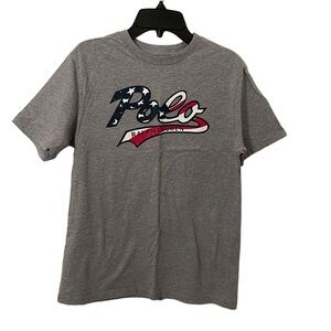 POLO RALPH LAUREN | Boy’s Gray American Flag Logo Text T-Shirt Size L